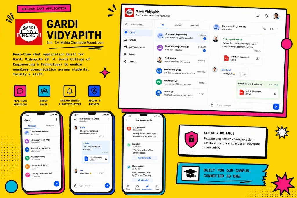 Gardi Chat App — Real-time college communication platform built with React, Tailwind and Firebase